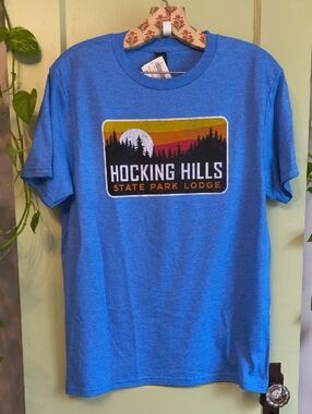 Men's Gildan Soft style Hocking Hills State Park Ohio Water Blue M T-shirt